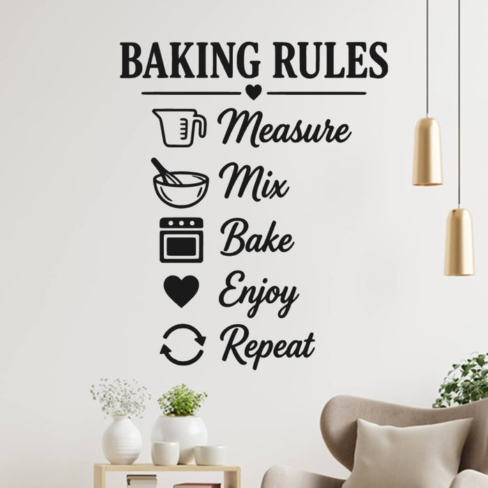 Kitchen Baking Rules Wall Decal ‚Äì Measure Mix Bake