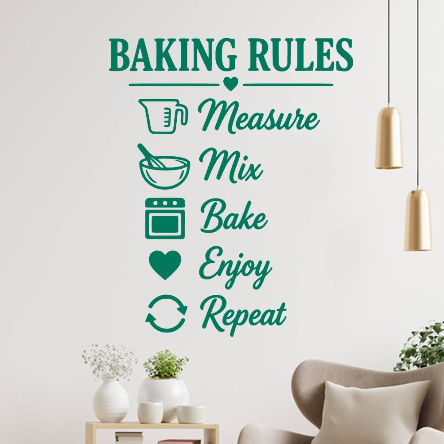 Kitchen Baking Rules Wall Decal – Measure Mix Bake