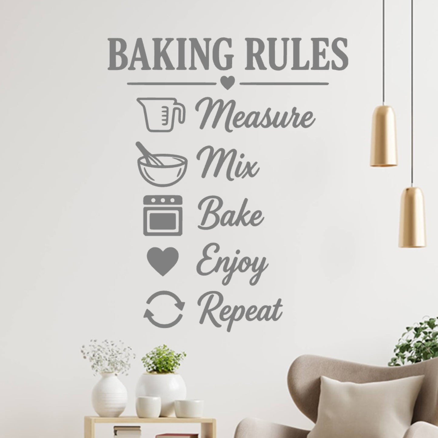 Kitchen Baking Rules Wall Decal – Measure Mix Bake