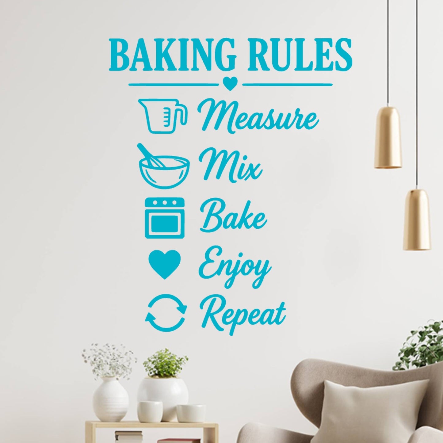 Kitchen Baking Rules Wall Decal – Measure Mix Bake