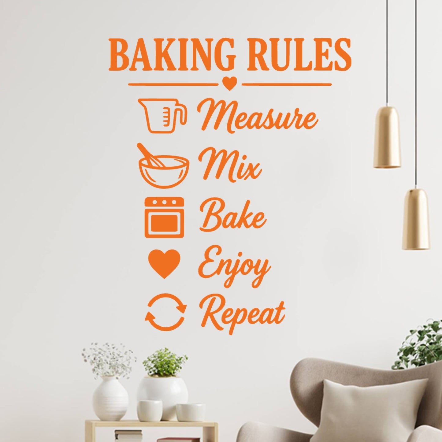 Kitchen Baking Rules Wall Decal – Measure Mix Bake