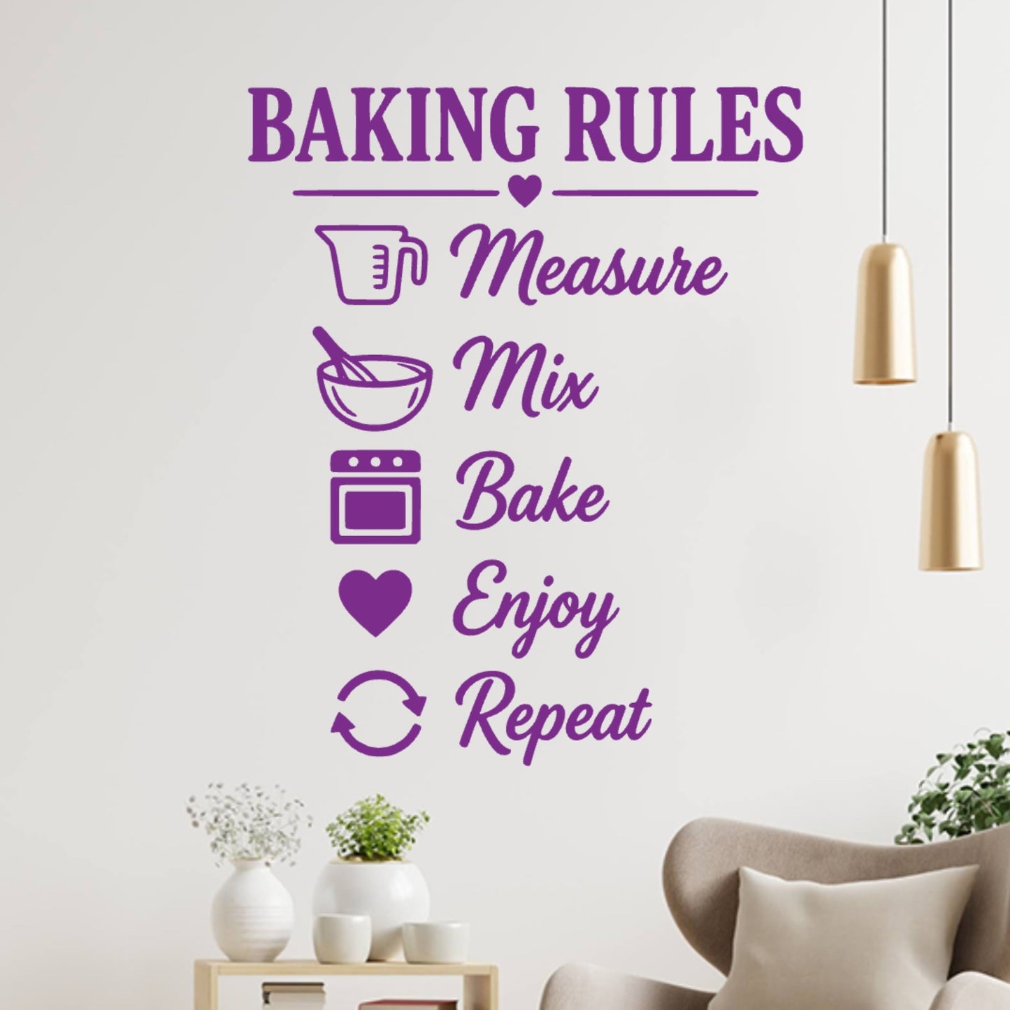 Kitchen Baking Rules Wall Decal – Measure Mix Bake