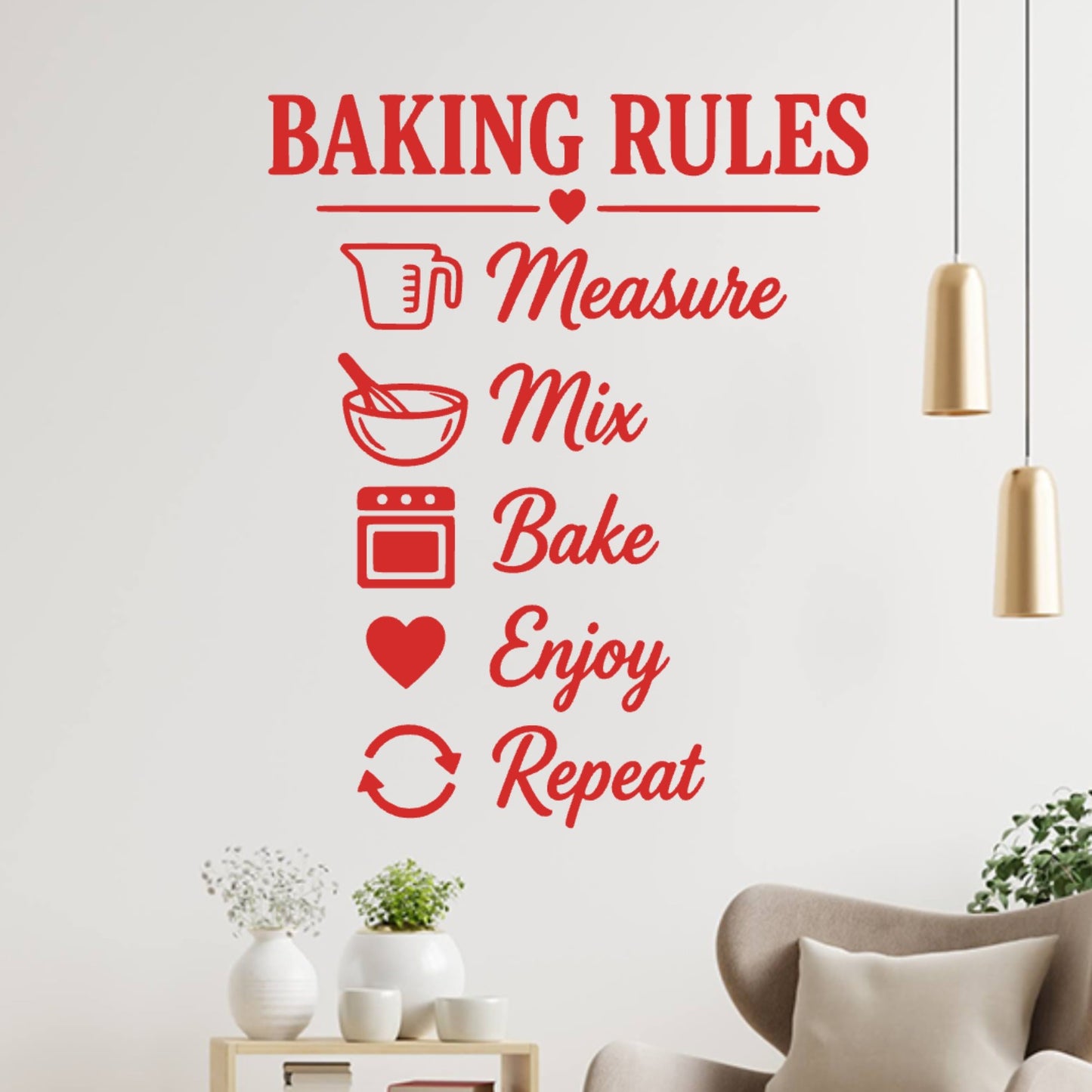 Kitchen Baking Rules Wall Decal – Measure Mix Bake