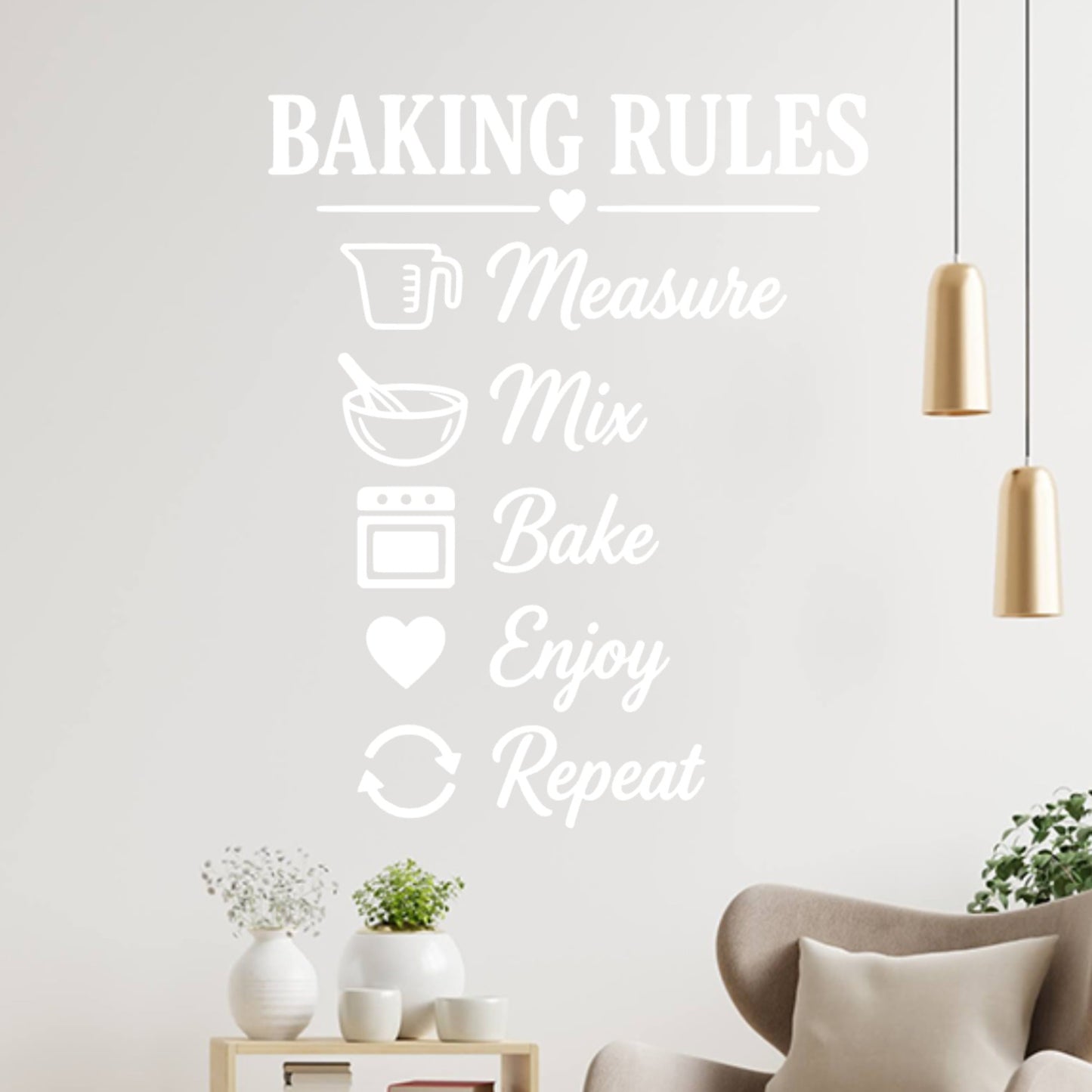 Kitchen Baking Rules Wall Decal – Measure Mix Bake