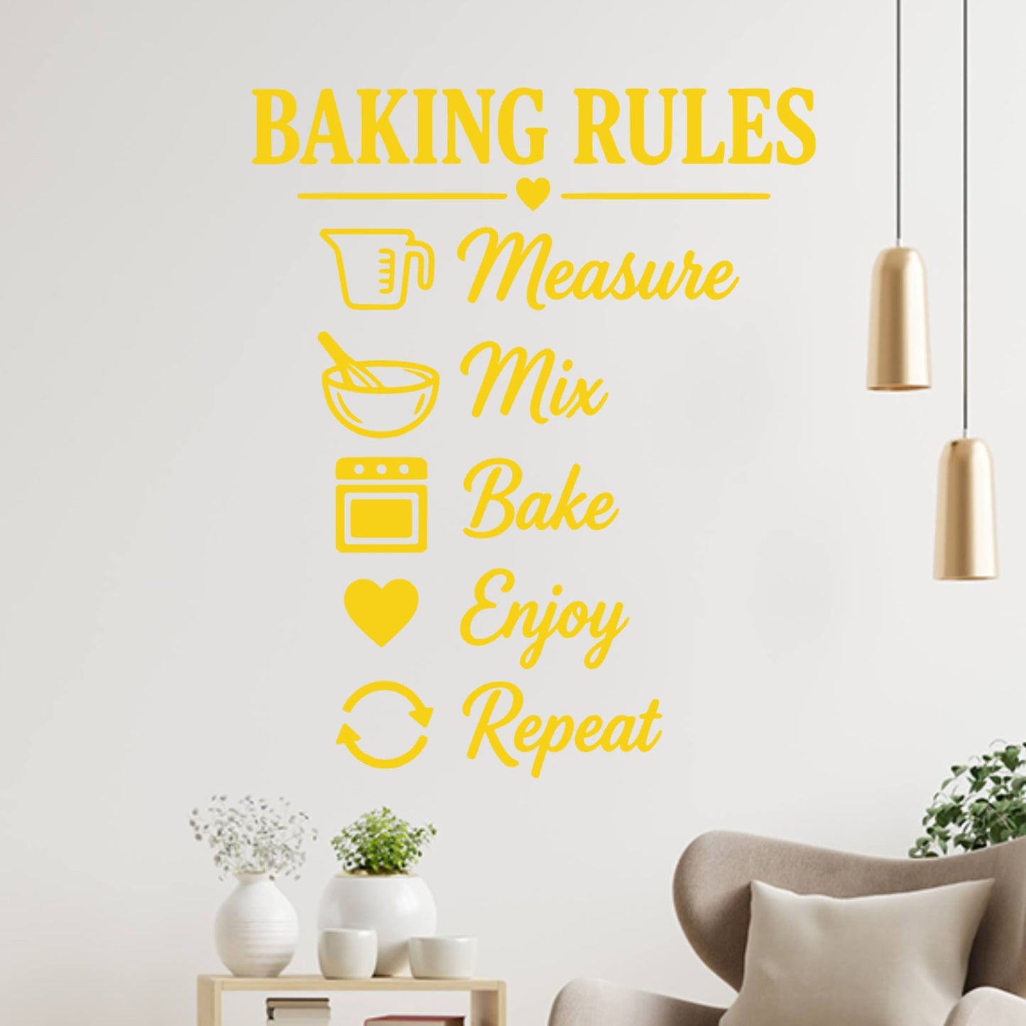 Kitchen Baking Rules Wall Decal – Measure Mix Bake
