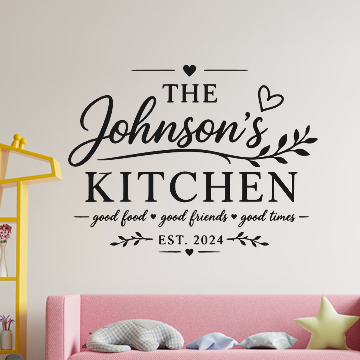 Kitchen Quote Wall Sticker – Personalised Family Name Decal