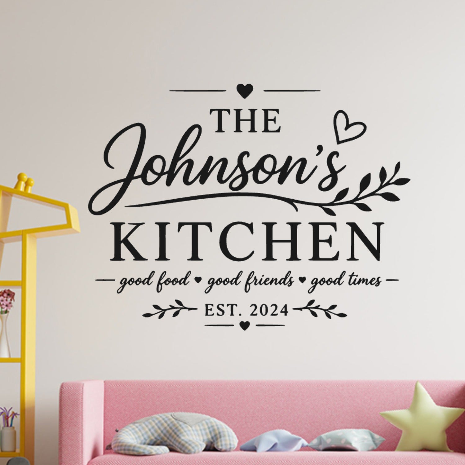 Kitchen Quote Wall Sticker – Personalised Family Name Decal