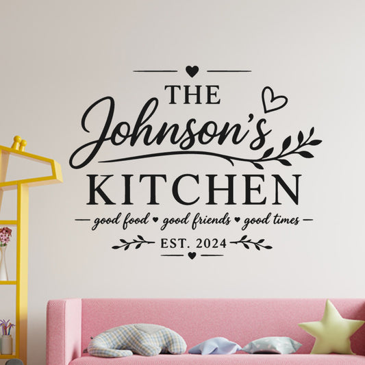 Kitchen Quote Wall Sticker – Personalised Family Name Decal