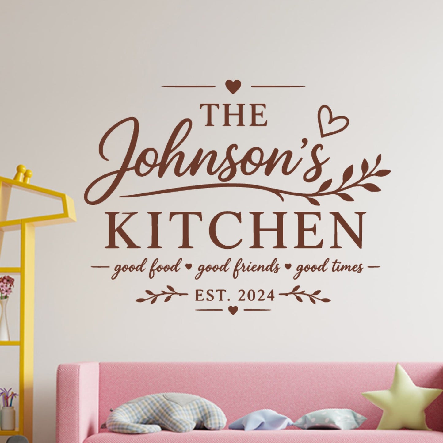 Kitchen Quote Wall Sticker – Personalised Family Name Decal