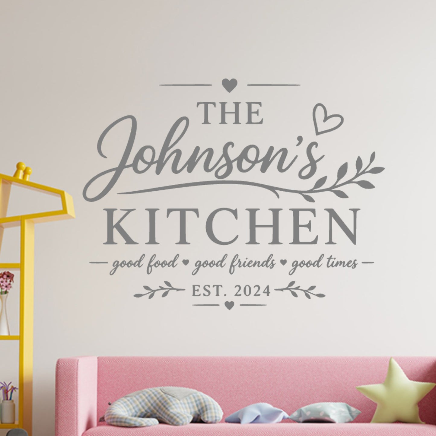 Kitchen Quote Wall Sticker – Personalised Family Name Decal