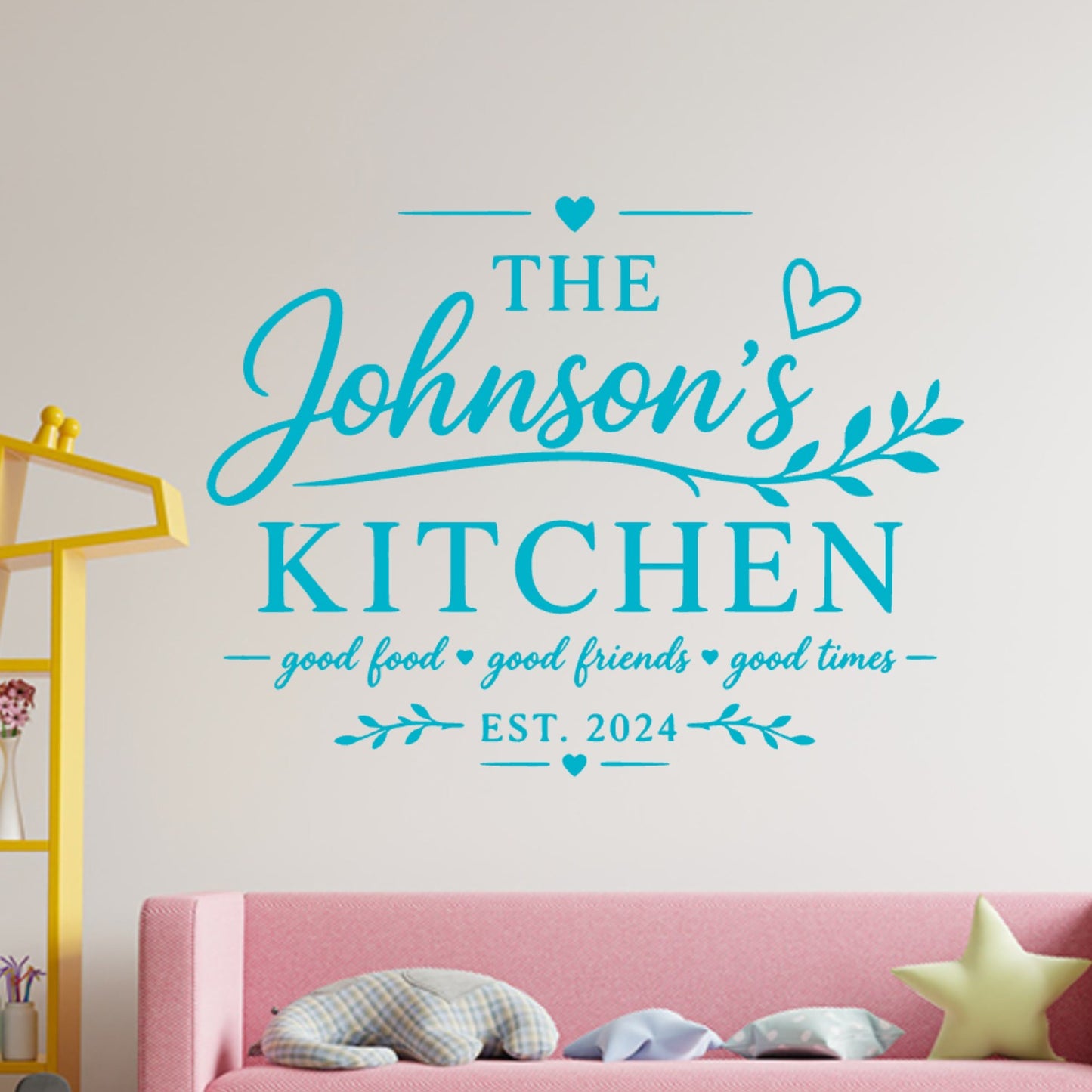 Kitchen Quote Wall Sticker – Personalised Family Name Decal