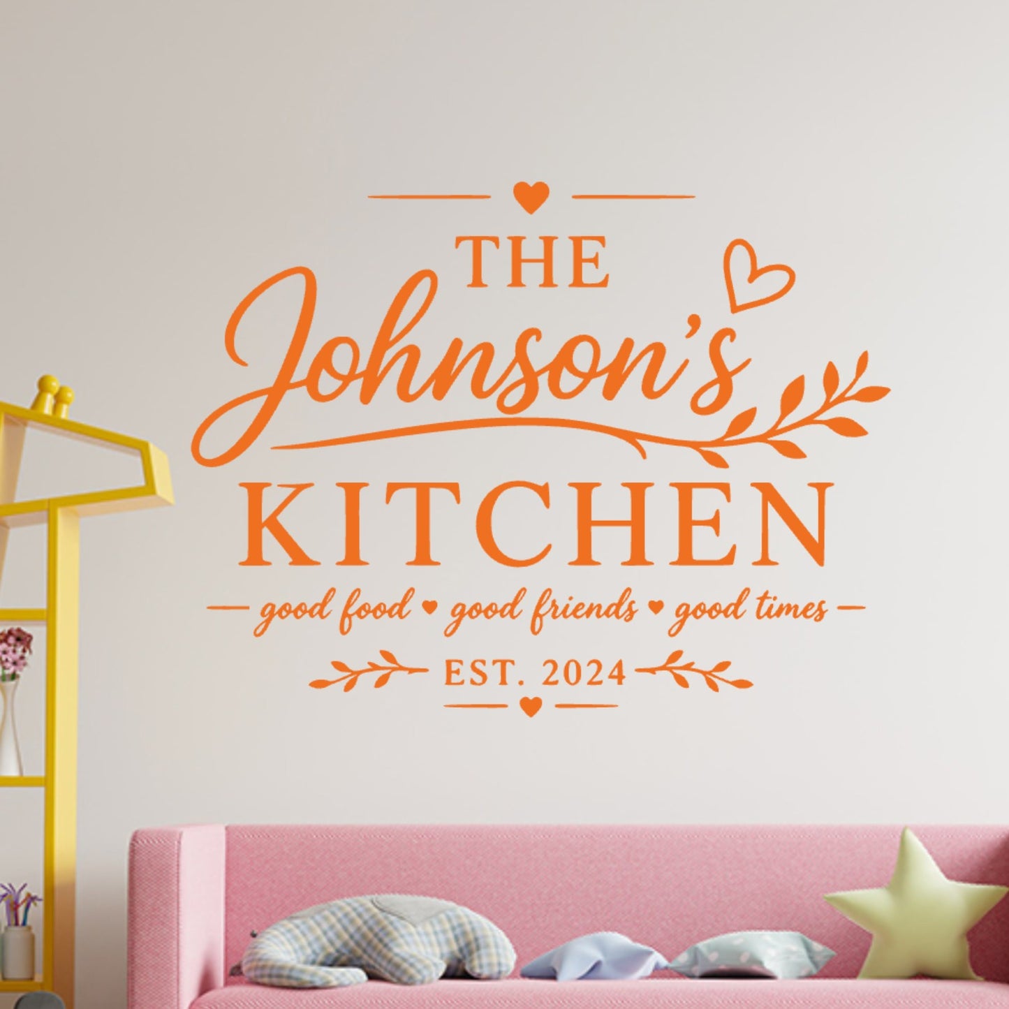 Kitchen Quote Wall Sticker – Personalised Family Name Decal