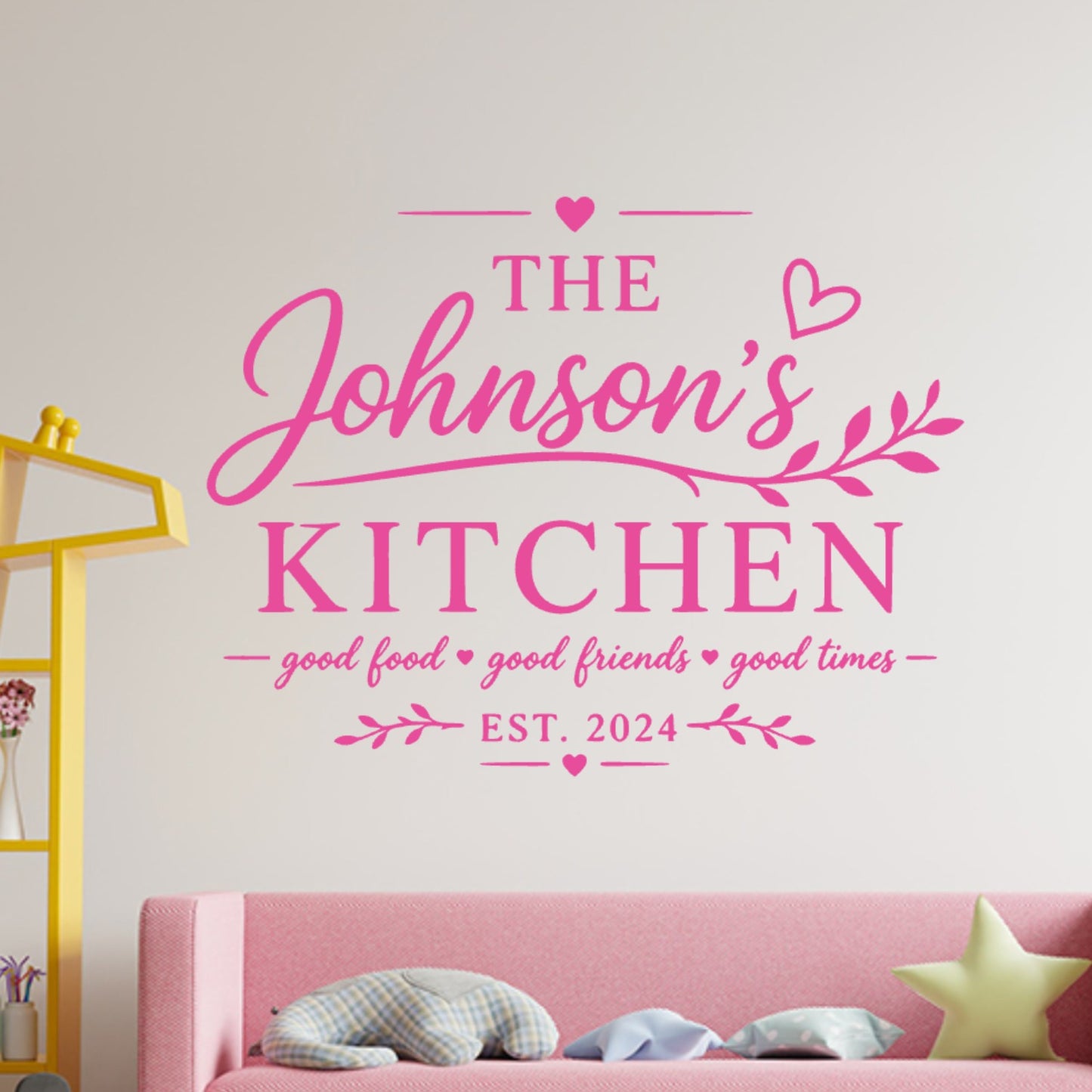 Kitchen Quote Wall Sticker – Personalised Family Name Decal