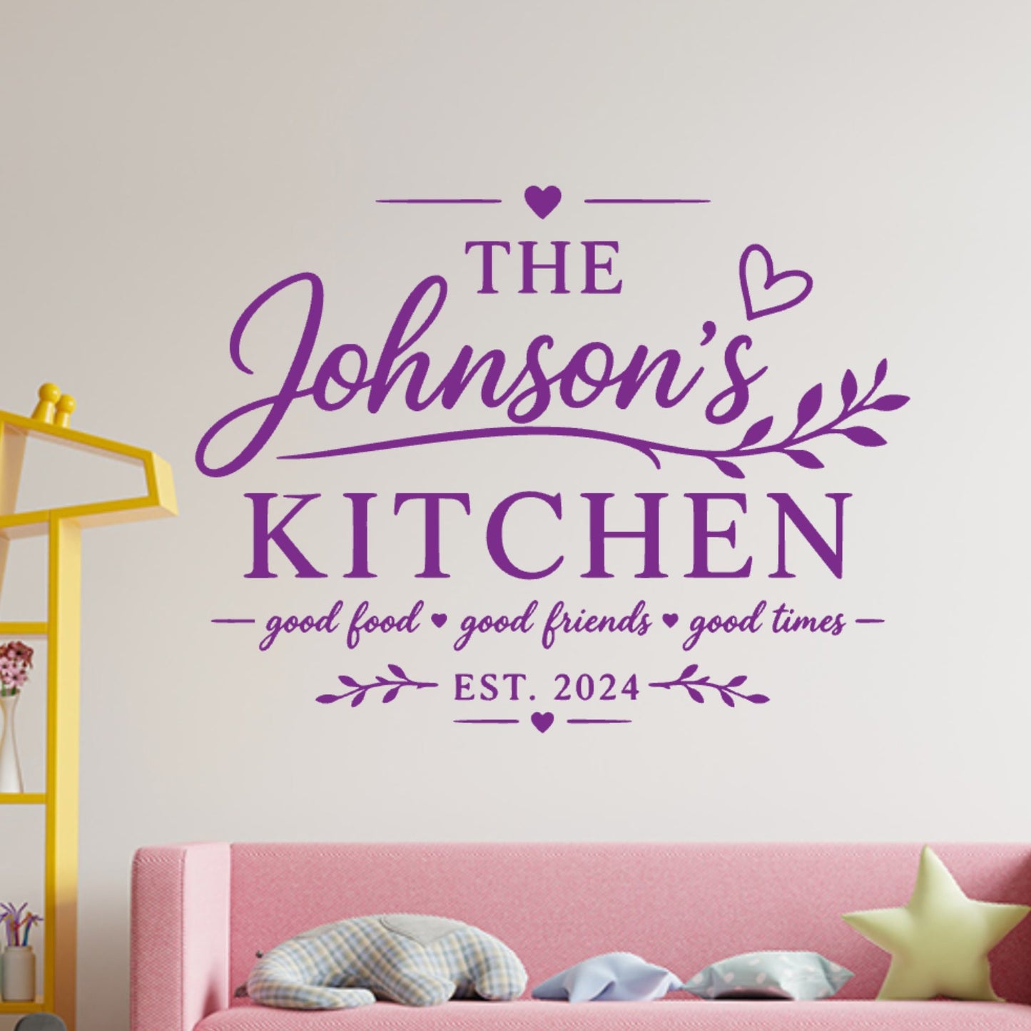 Kitchen Quote Wall Sticker – Personalised Family Name Decal