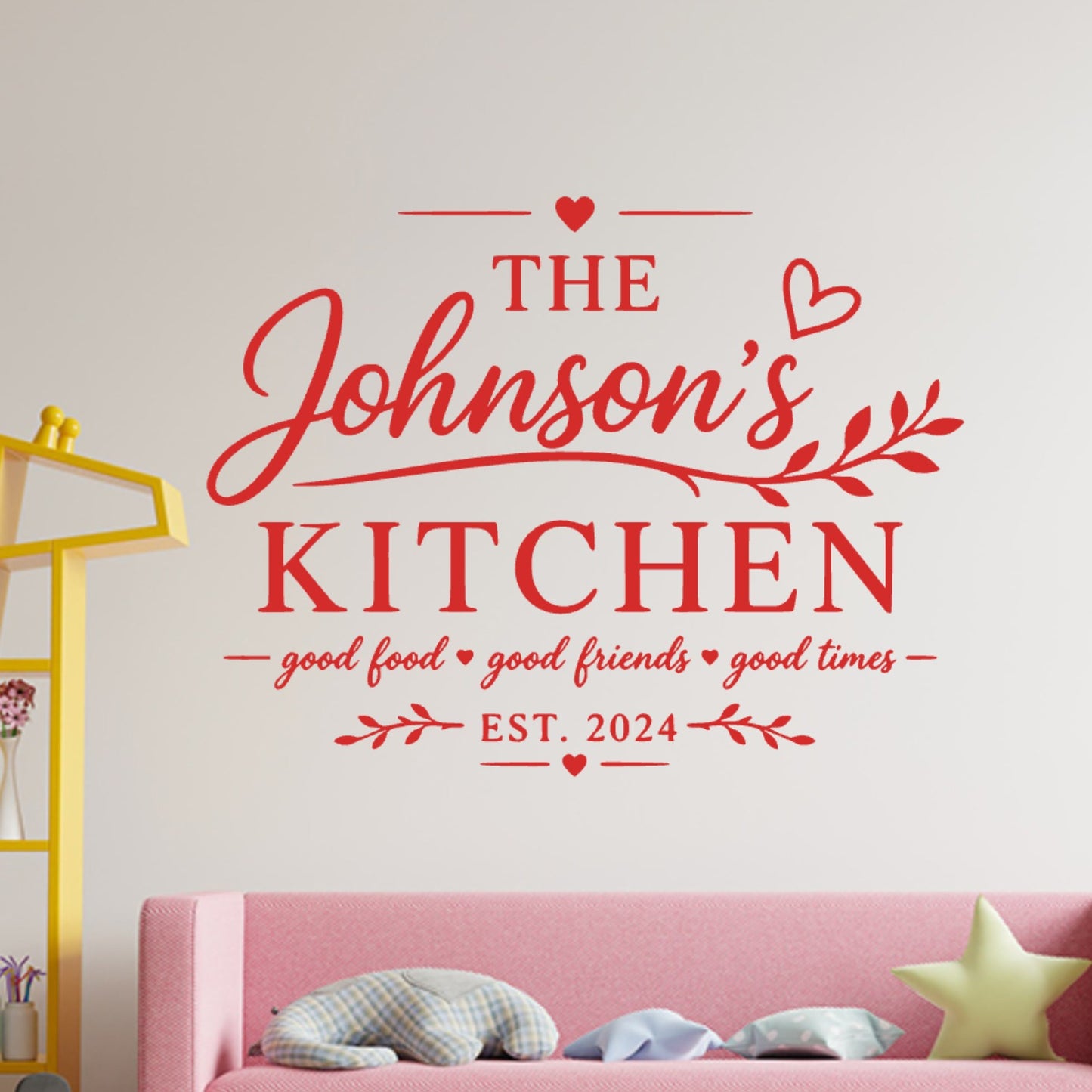 Kitchen Quote Wall Sticker – Personalised Family Name Decal