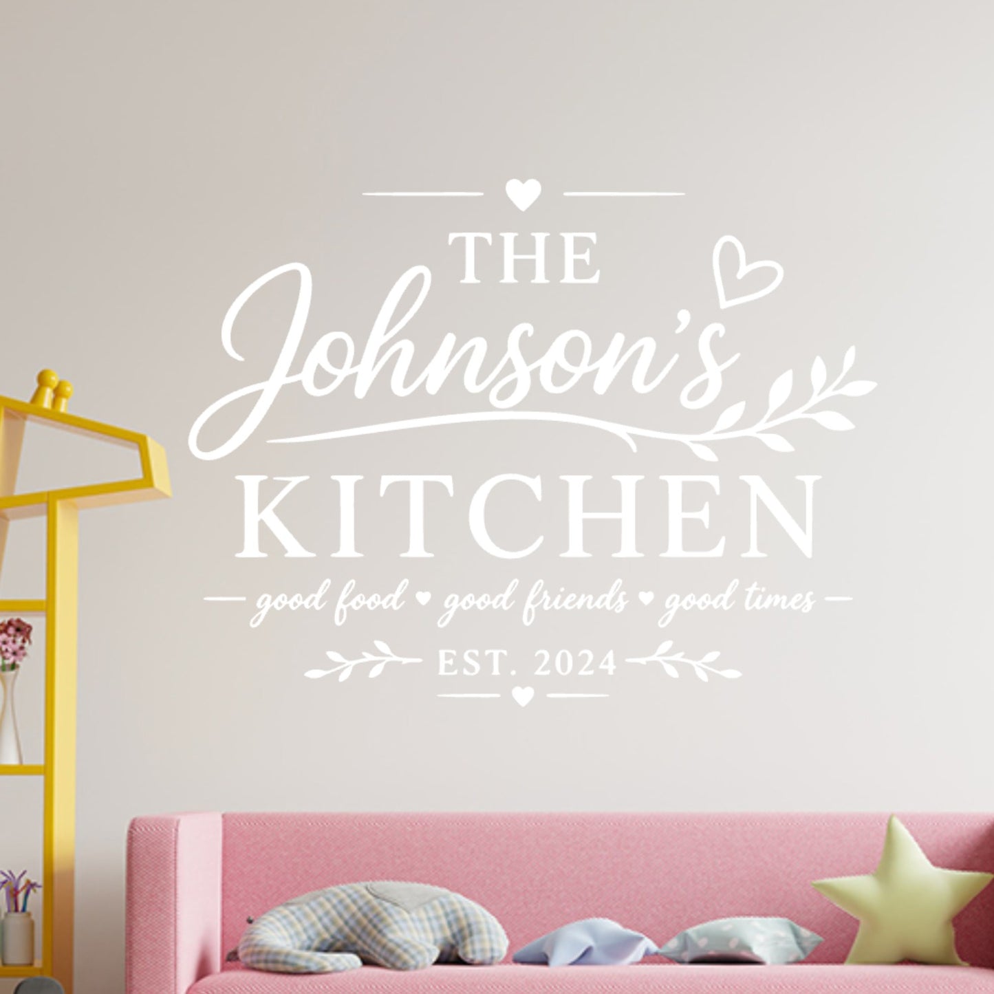 Kitchen Quote Wall Sticker – Personalised Family Name Decal