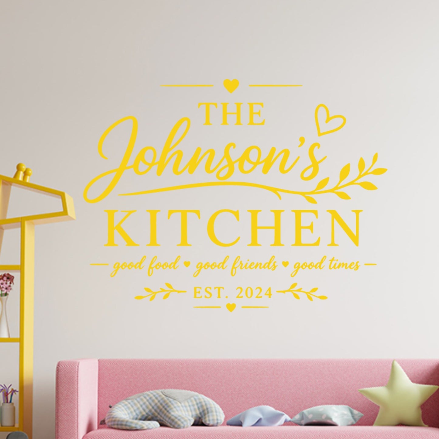 Kitchen Quote Wall Sticker – Personalised Family Name Decal