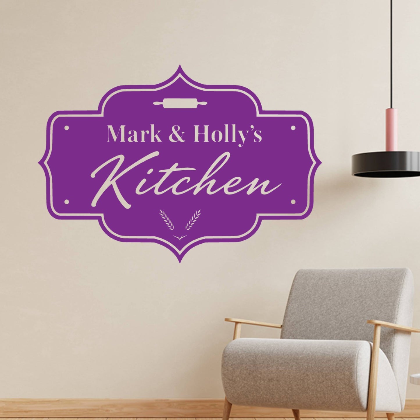 Personalised Kitchen Sign Wall Sticker – Custom Family Name Sign
