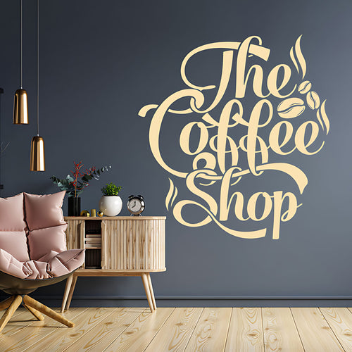 The Coffee Shop Wall Decal – Decorative Script Cafe Sign Typography