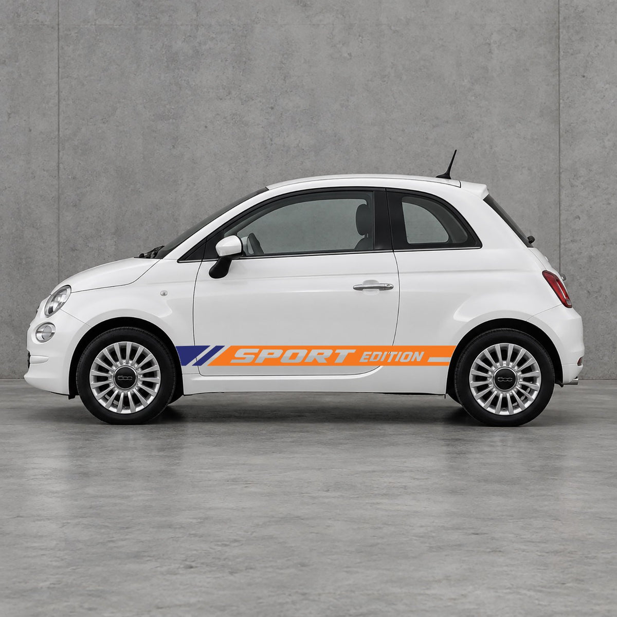 Fiat 500 Sport Edition Side Stripes Kit - Pair Supplied in Orange & Navy Blue