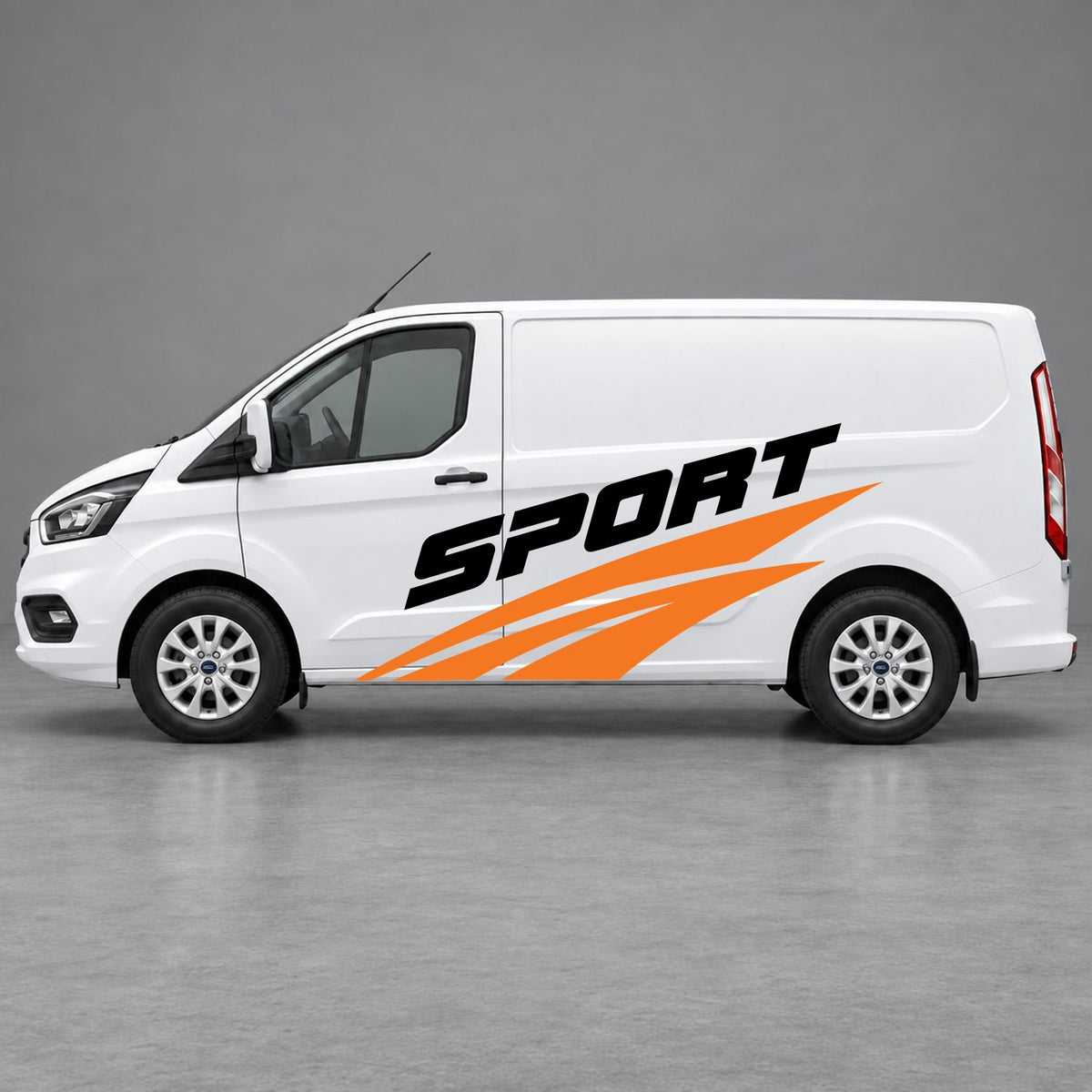 Ford Transit Custom Sport Twin Stripe Side Graphics in Orange & Black