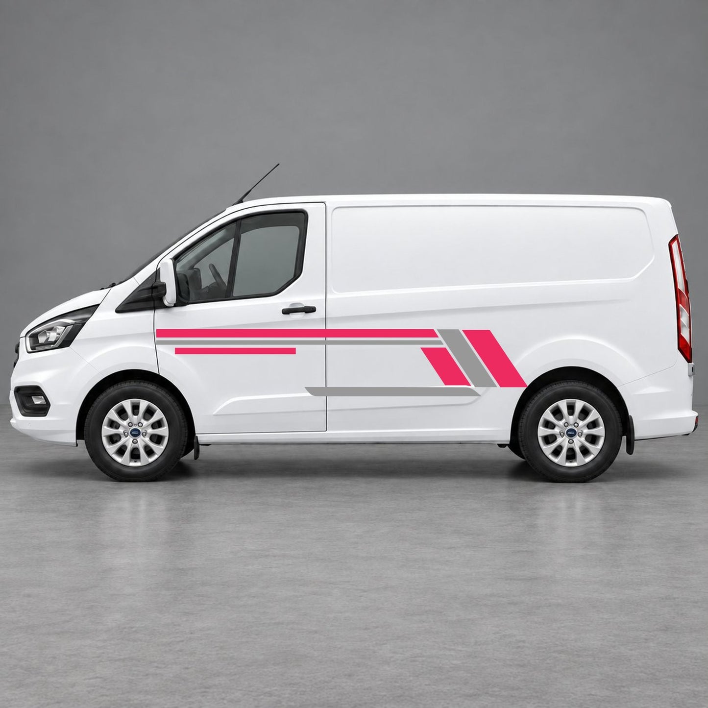 Ford Transit Custom Geometric Outline Side Stripes in Pink & Grey