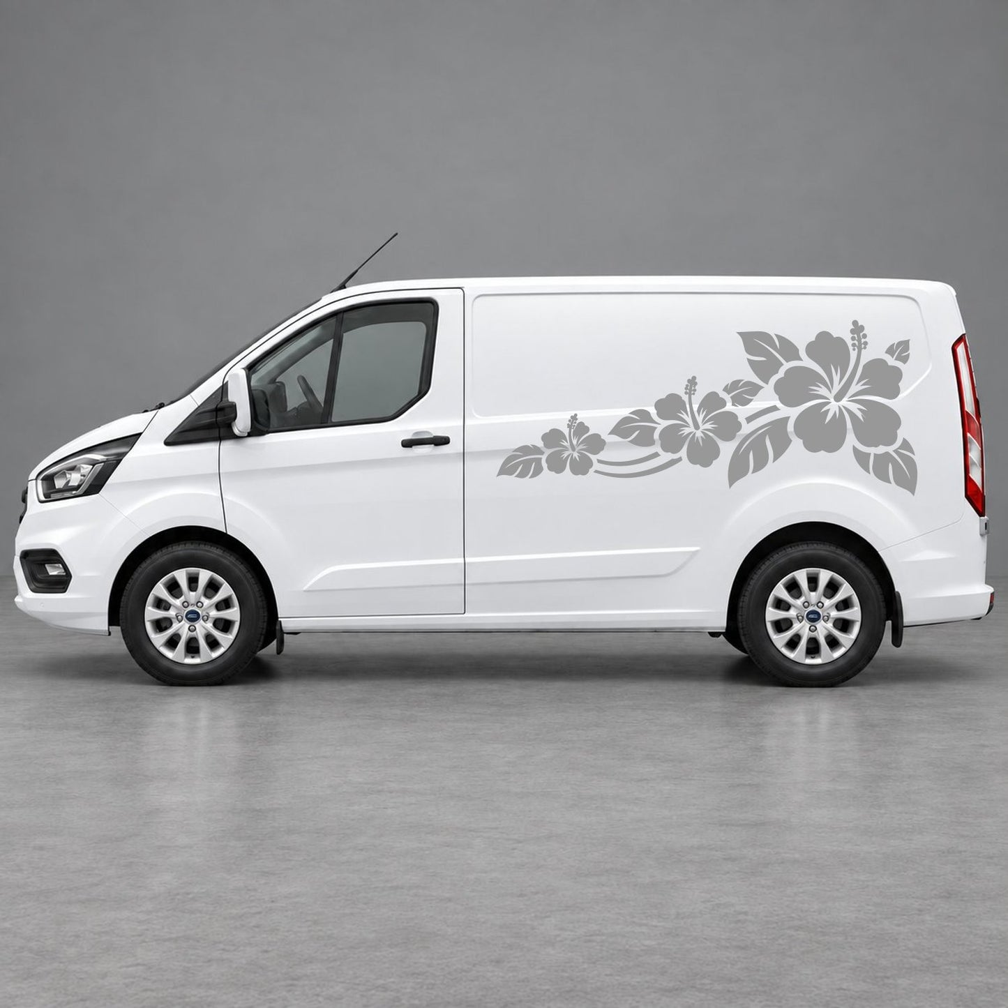 Ford Transit Custom Hibiscus Flower Trail Side Graphics in Grey & Grey