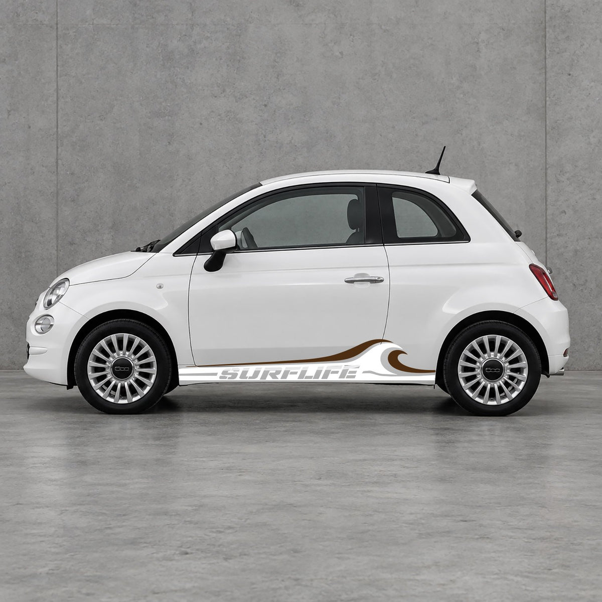 Fiat 500 Surf Life Side Stripes Kit - Pair Supplied in White & Brown