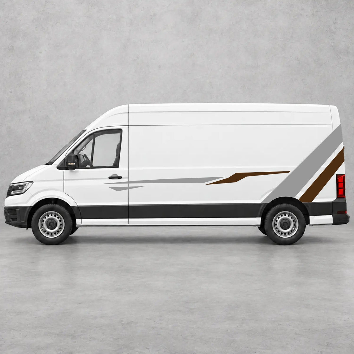 VW Crafter Bold Rear Diagonal Side Stripes in Grey & Brown