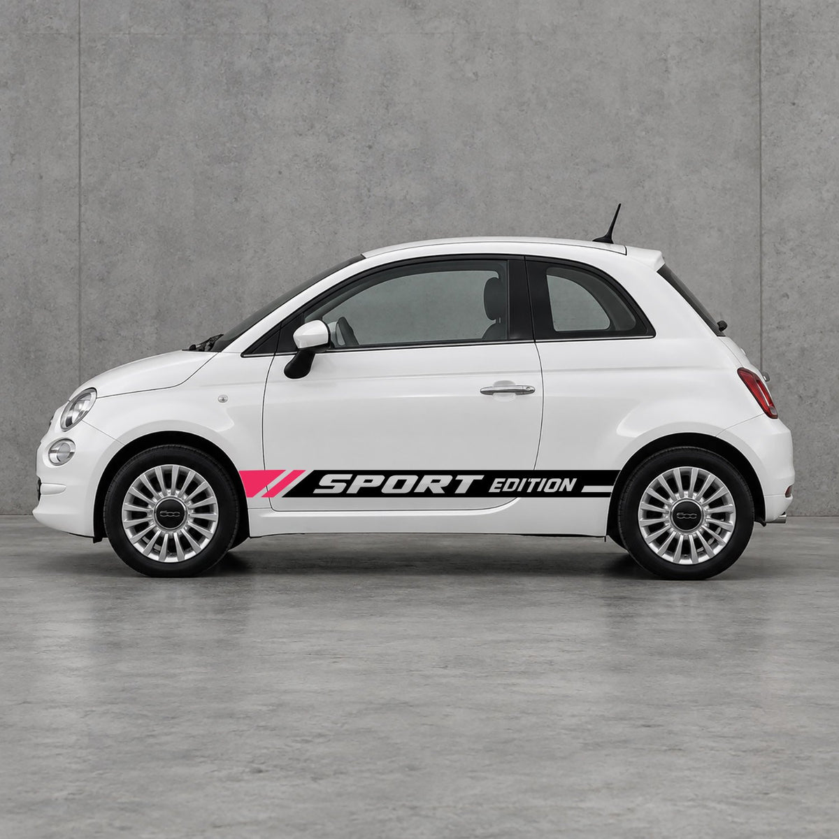Fiat 500 Sport Edition Side Stripes Kit - Pair Supplied in Black & Pink