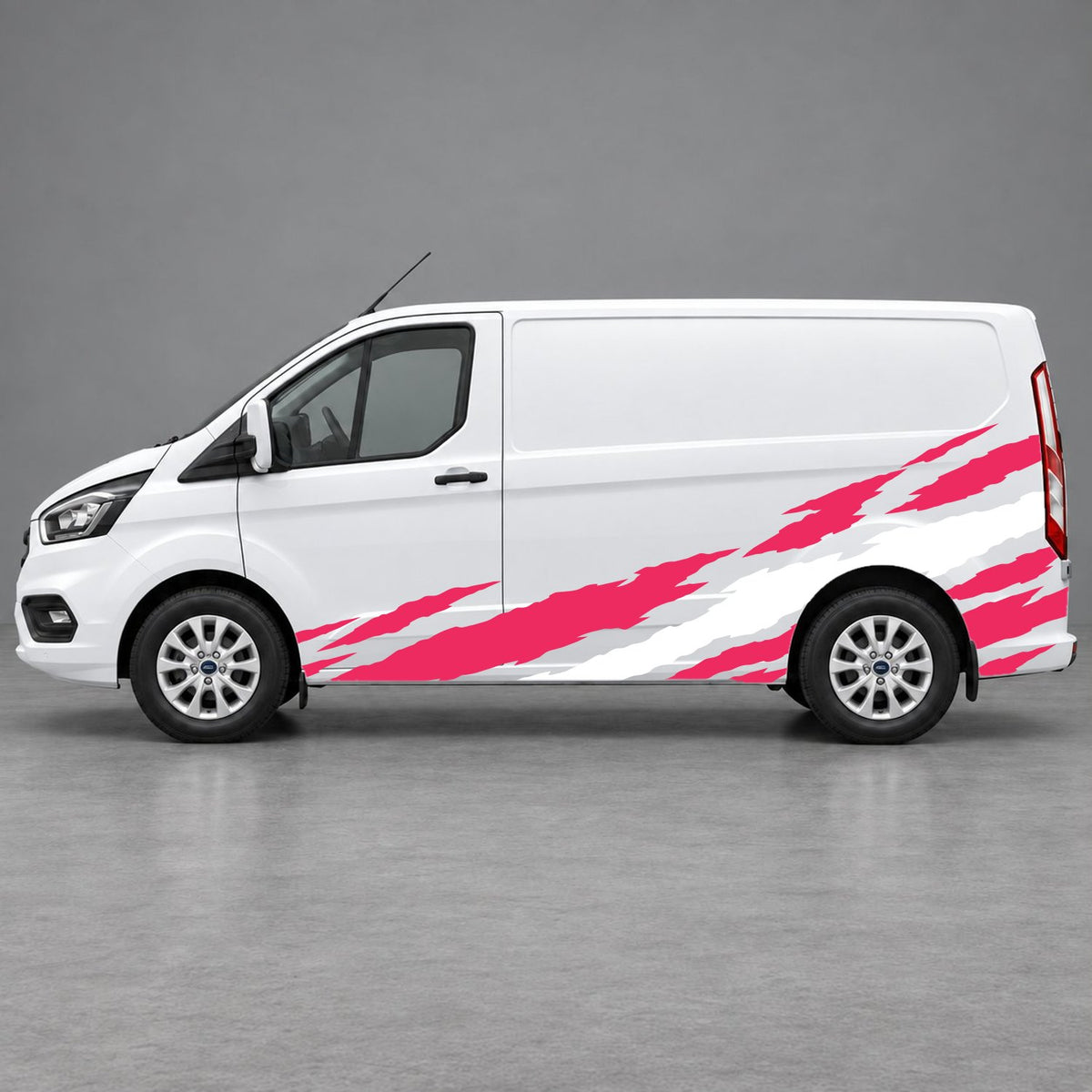 Ford Transit Custom Claw Scratch Side Graphics in Pink & White