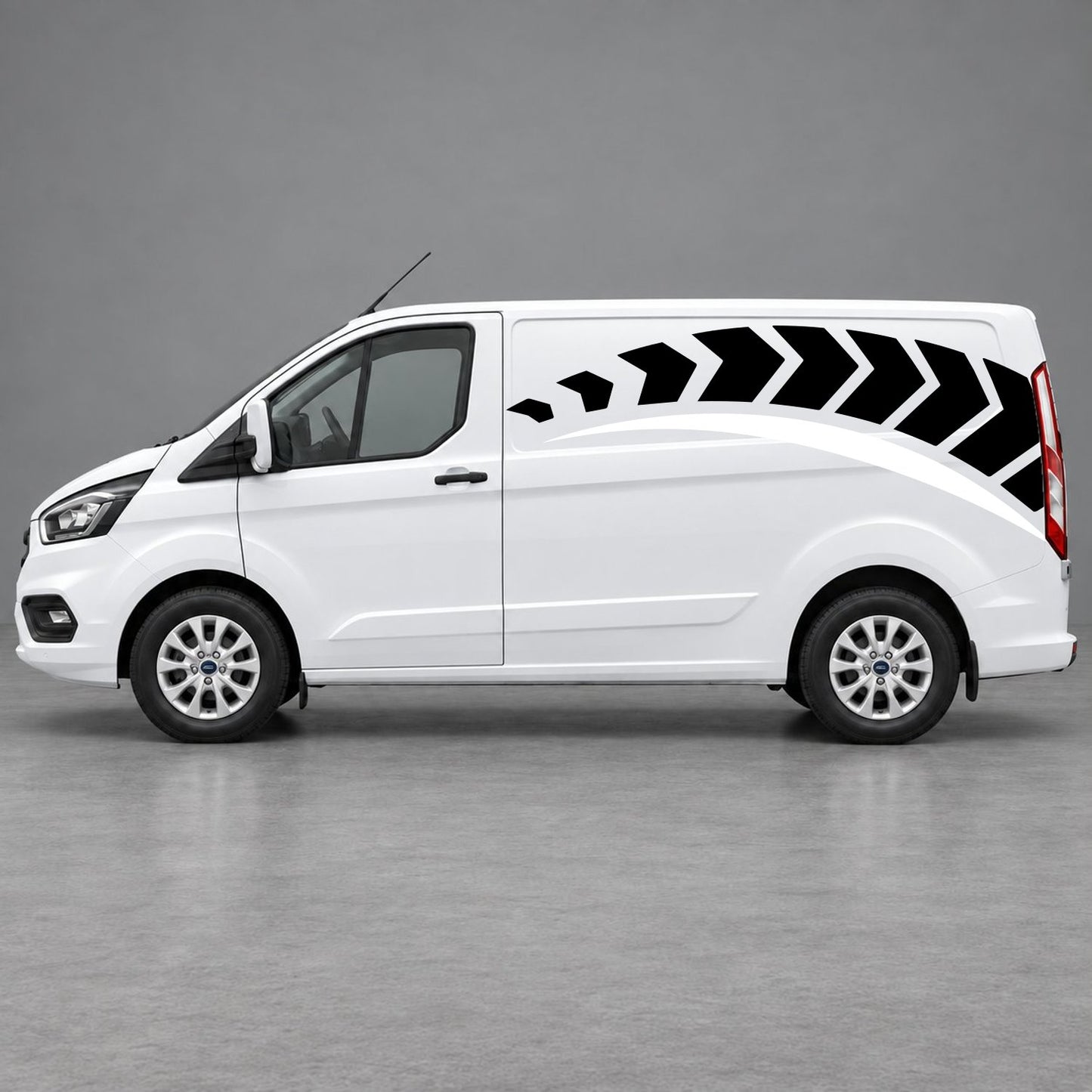 Ford Transit Custom Chevron Track Side Graphics in Black & White