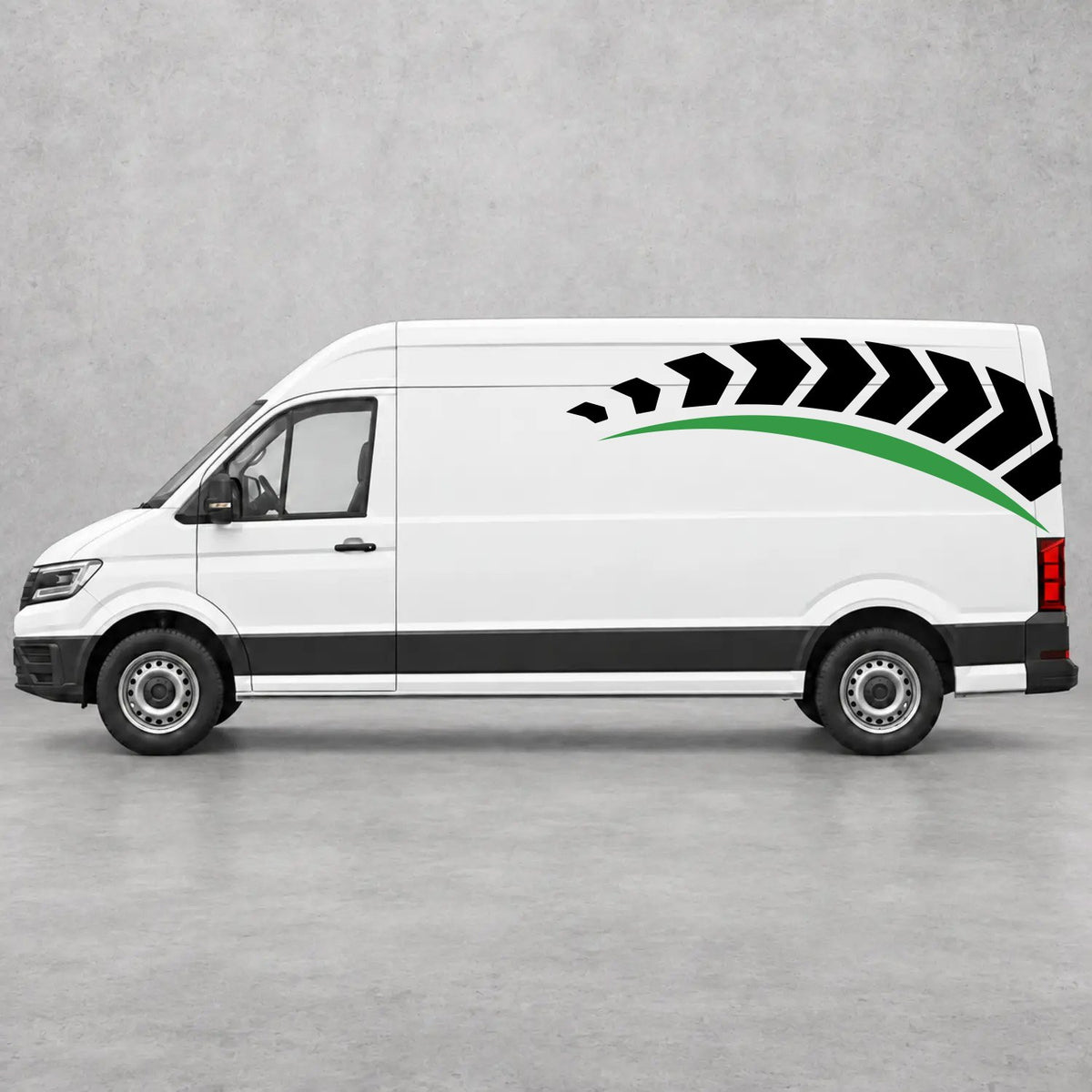 VW Crafter Chevron Track Side Graphics in Black & Green