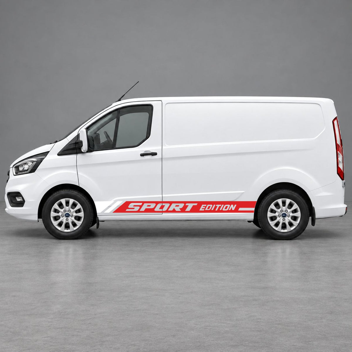 Ford Transit Custom Sport Edition Lower Side Graphics in Red & White