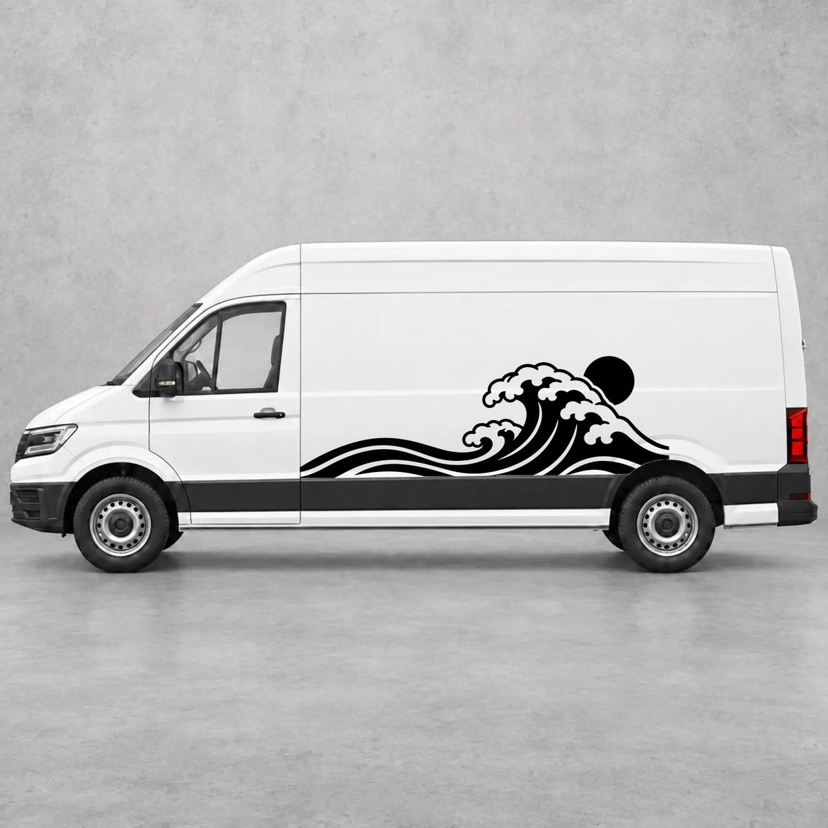 VW Crafter Ocean Wave & Sunset Side Graphics in Black