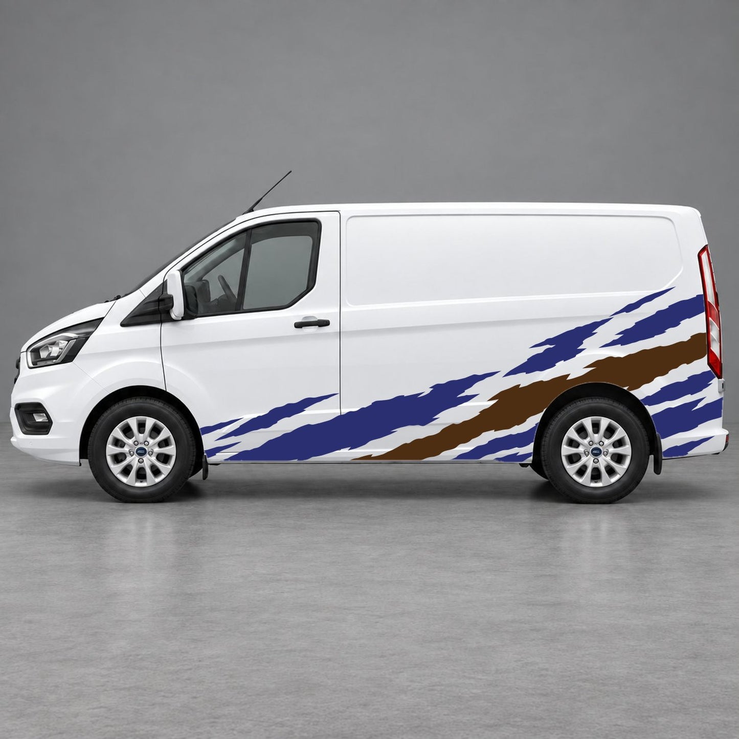 Ford Transit Custom Claw Scratch Side Graphics in Navy Blue & Brown