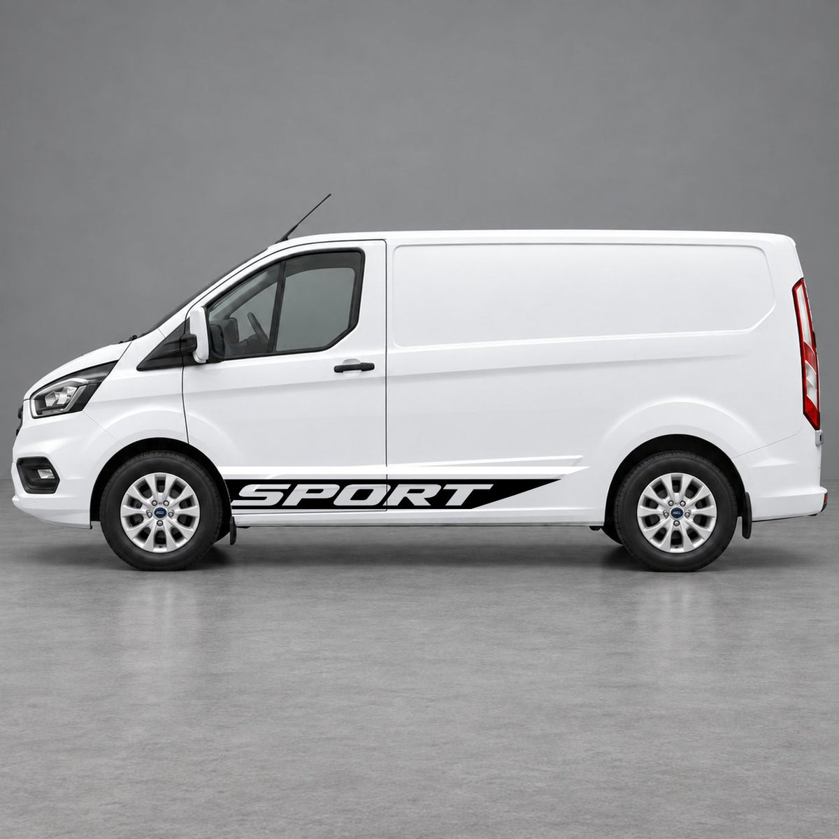 Ford Transit Custom Sport Swoosh Lower Side Stripes in White & Black