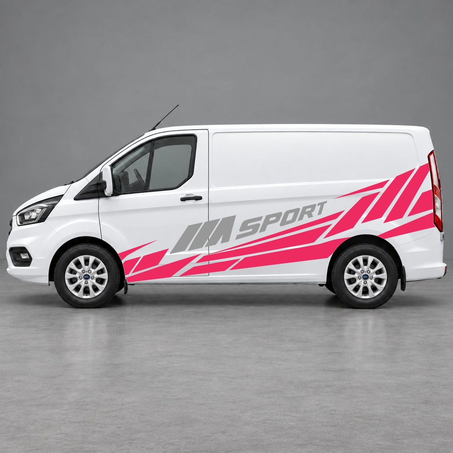 Ford Transit Custom M Sport Racing Side Graphics in Pink & Grey