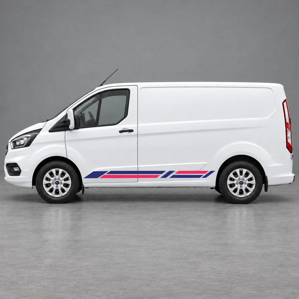 Ford Transit Custom Geometric Lower Side Stripes in Navy Blue & Pink