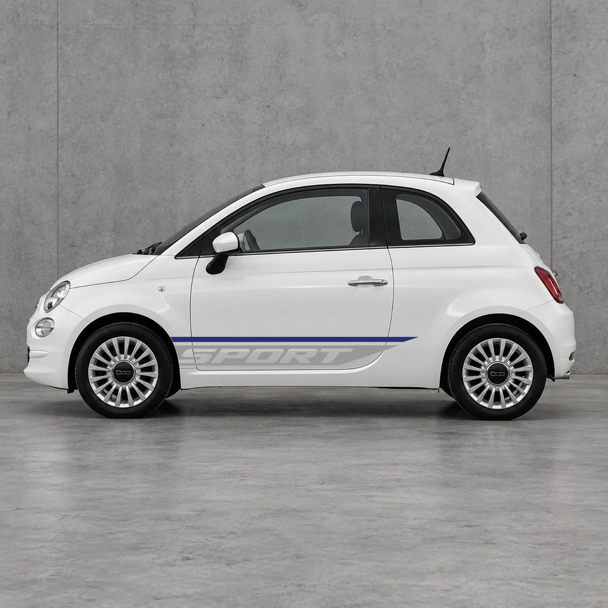 Fiat 500 Sport Lower Side Stripes Kit - Pair Supplied in Navy Blue & Grey