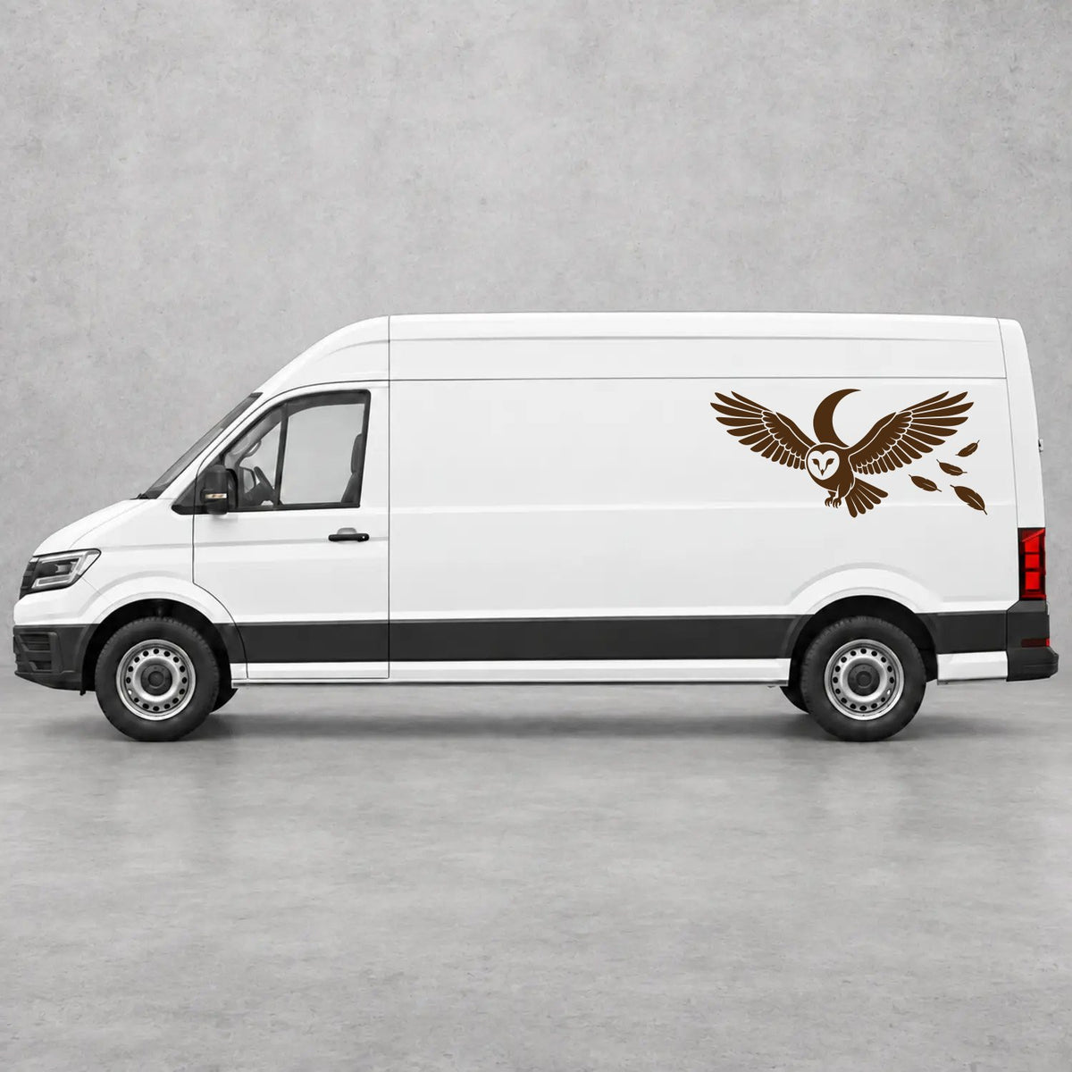 VW Crafter Flying Owl Side Graphics in Brown