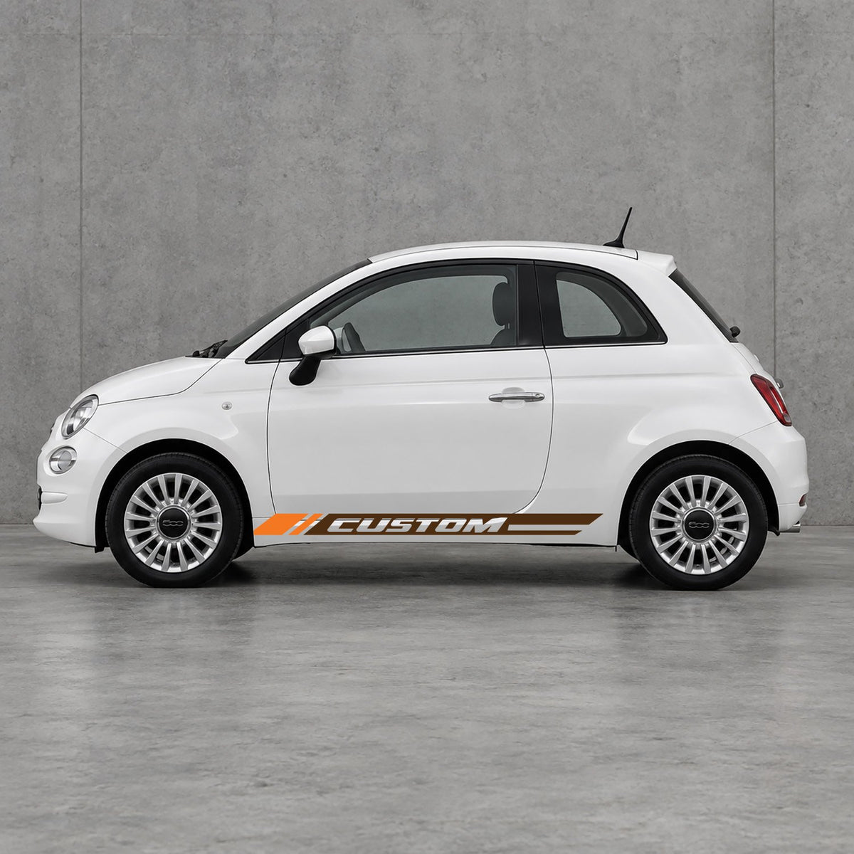 Fiat 500 Custom Lower Side Stripes Kit - Pair Supplied in Brown & Orange