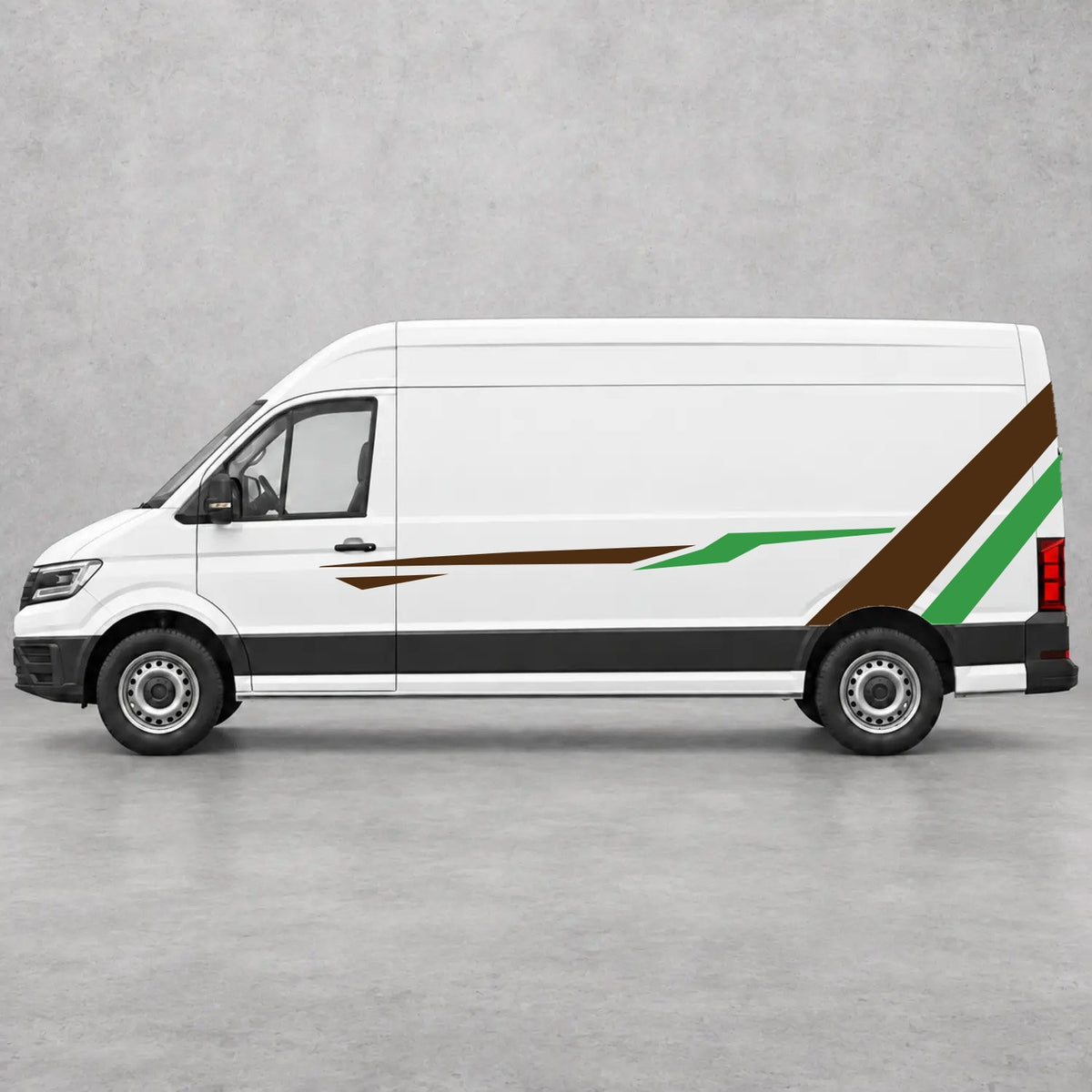 VW Crafter Bold Rear Diagonal Side Stripes in Brown & Green