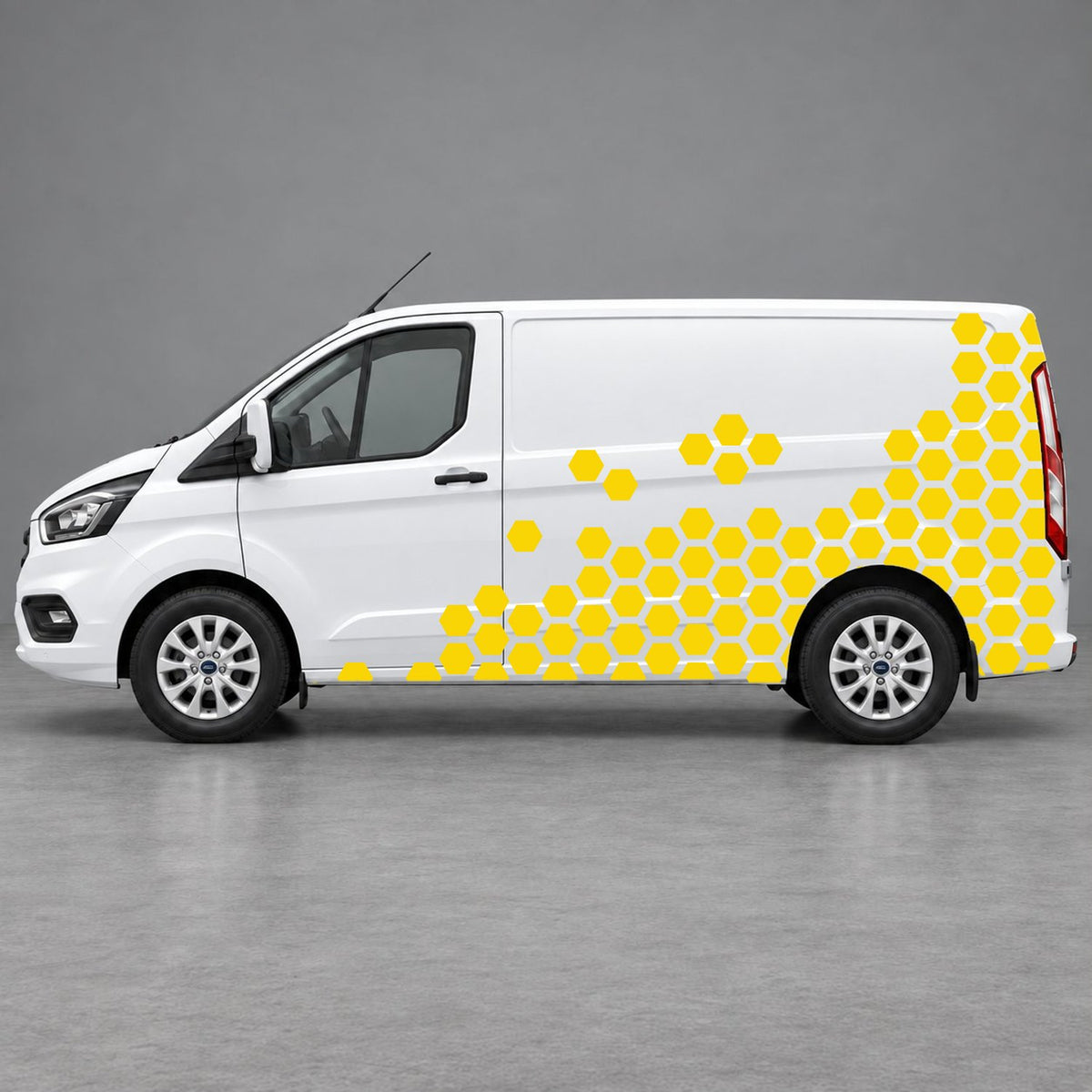 Ford Transit Custom Honeycomb Fade Side Graphics in Yellow
