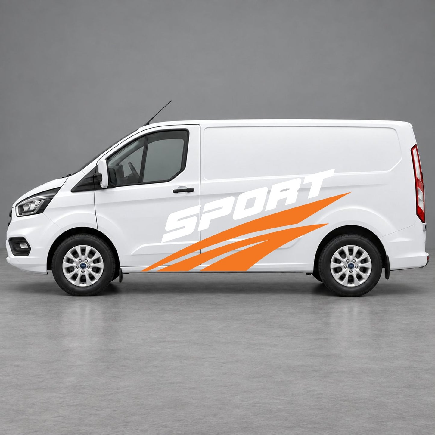 Ford Transit Custom Sport Twin Stripe Side Graphics in Orange & White