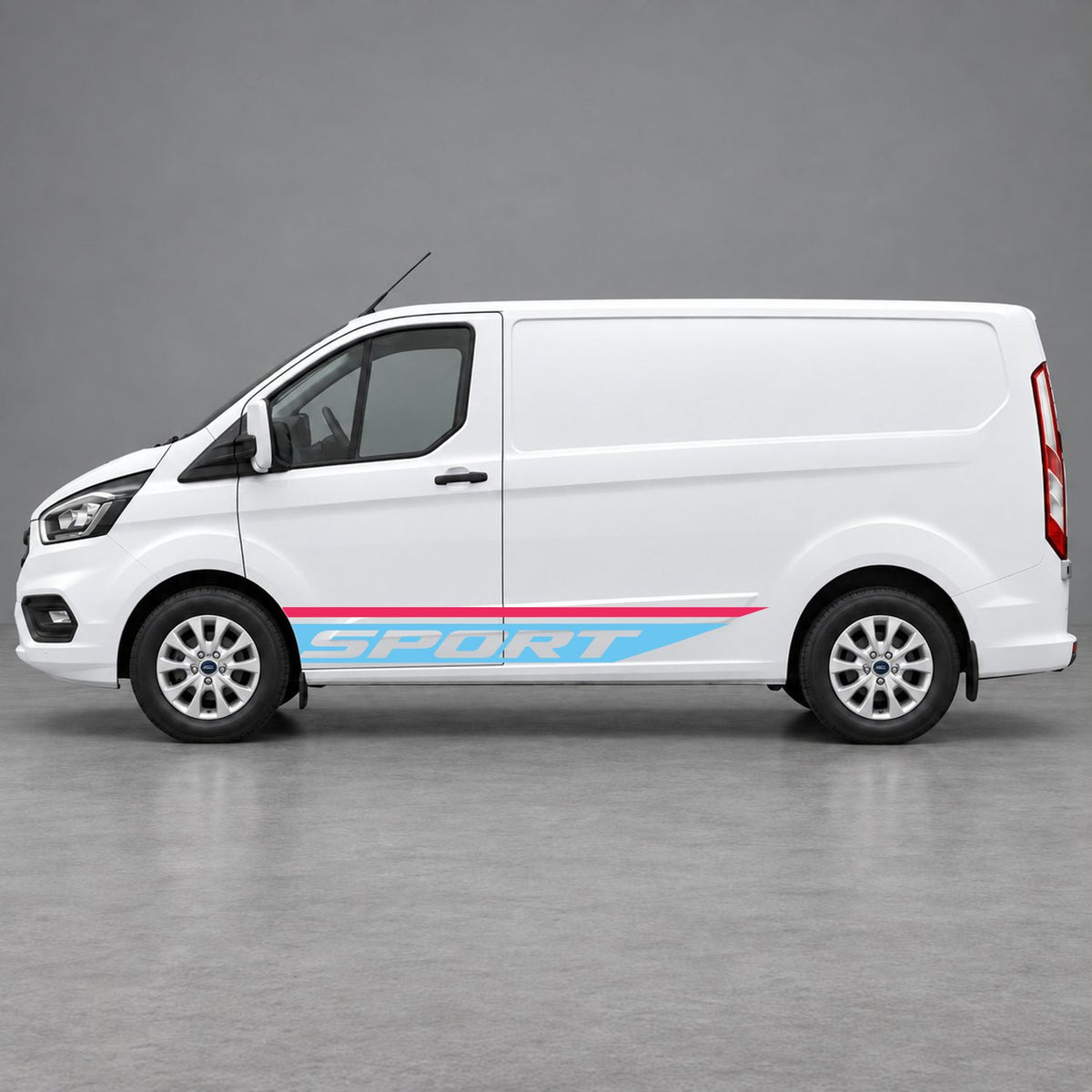 Ford Transit Custom Sport Swoosh Lower Side Stripes in Pink & Light Blue