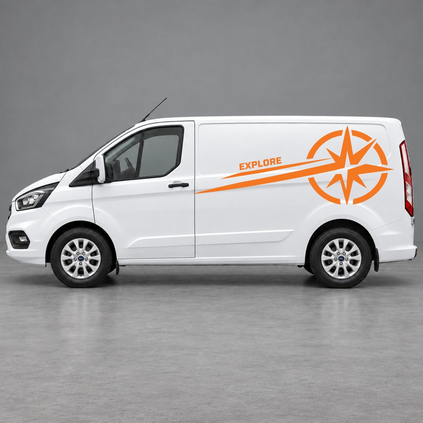 Ford Transit Custom Explore Compass Side Stripes in Orange