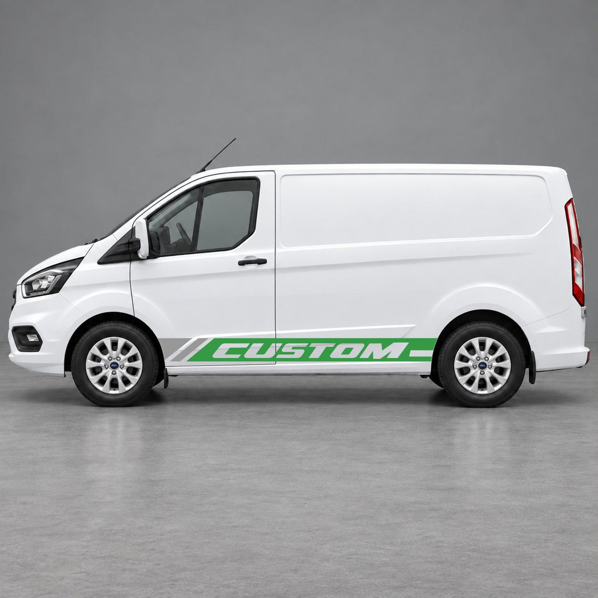 Ford Transit Custom Custom Lower Side Stripes in Green & Grey