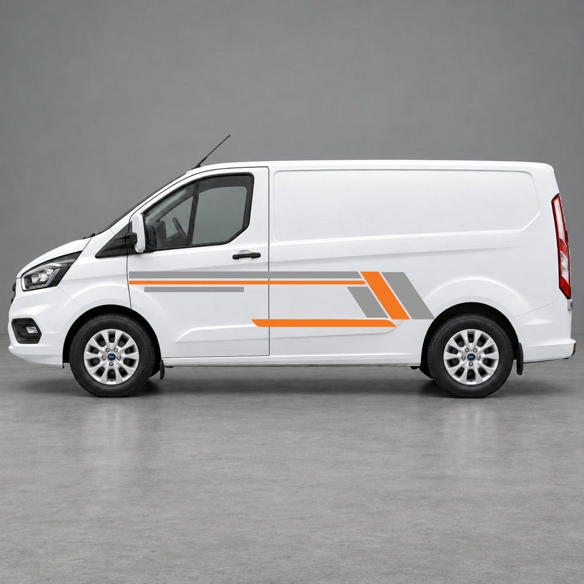 Ford Transit Custom Geometric Outline Side Stripes in Grey & Orange