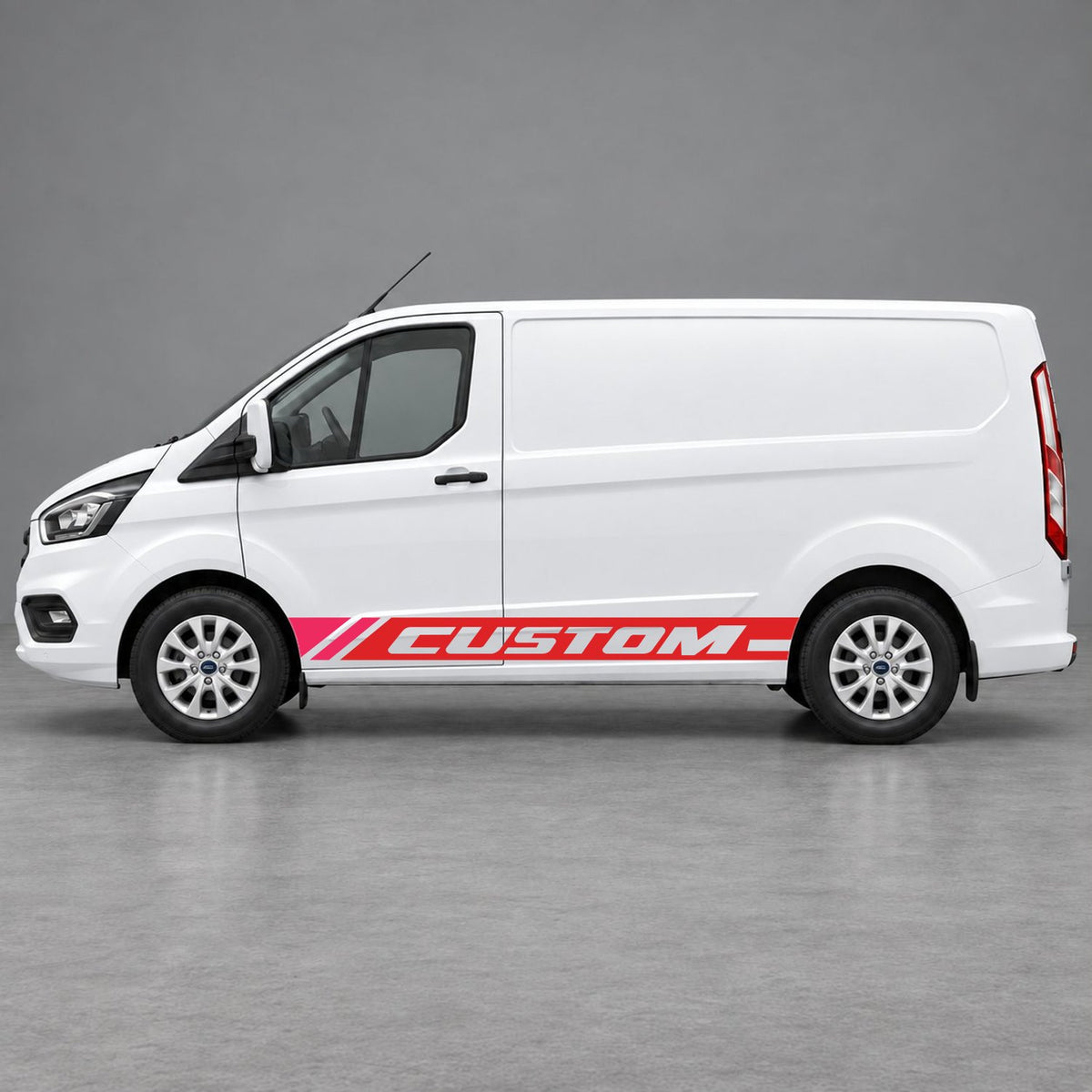Ford Transit Custom Custom Lower Side Stripes in Red & Pink